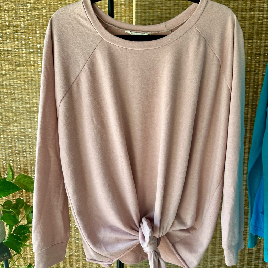 Nordstrom Caslon Light Ballet Pink Tie-Front Sweatshirt